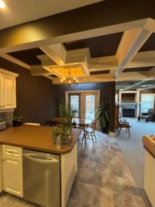 Custom coffered ceiling installed by Calgary finish carpentry contractors