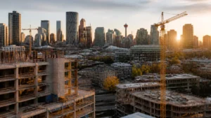 Calgary skyline and active construction pipeline