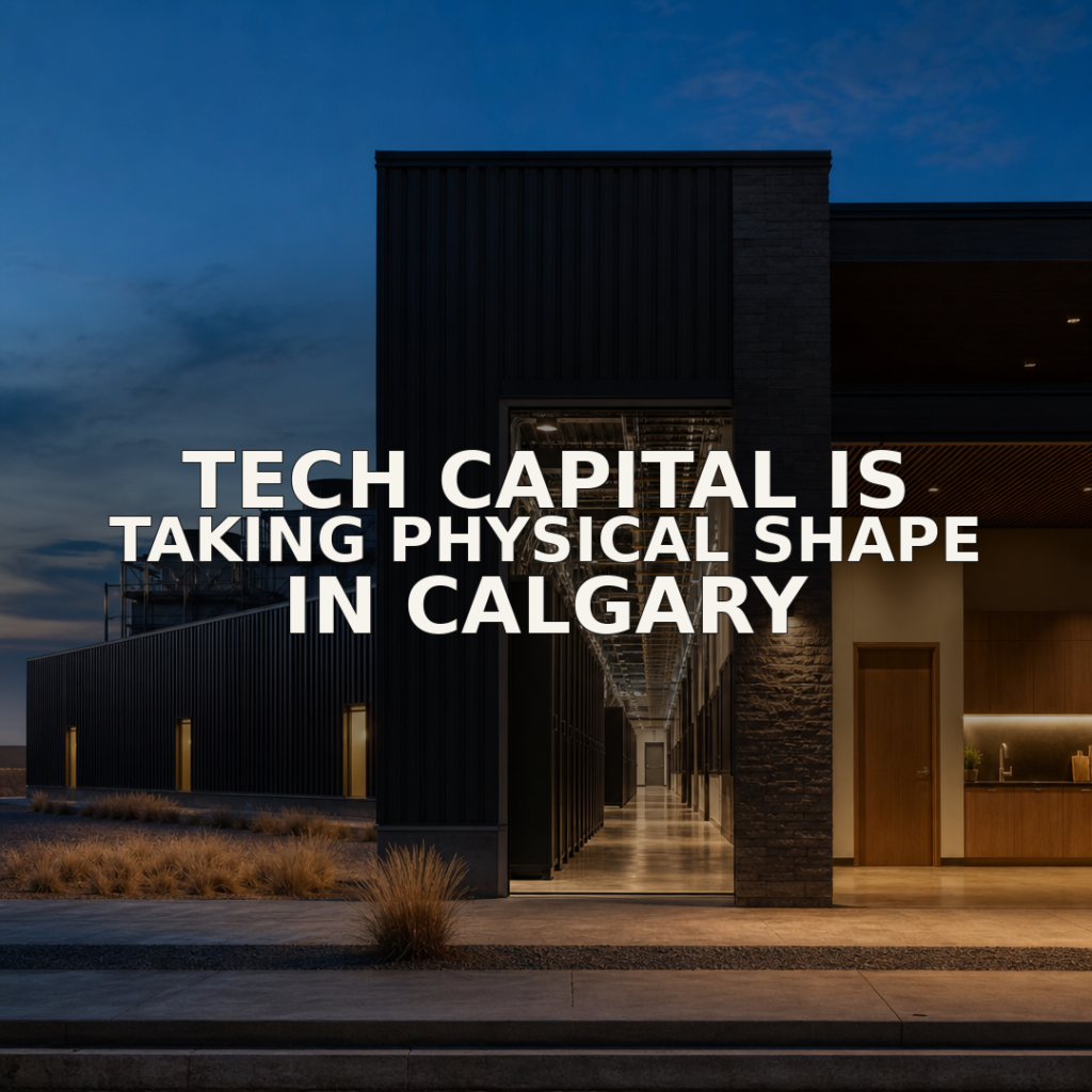 Illustrative AI infrastructure and finished interior space for Calgary Built Brief #14
