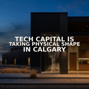 Illustrative AI infrastructure and finished interior space for Calgary Built Brief #14